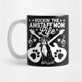 Rockin The Amstaff Mom Life Dog Lover Guitar Musician Mug